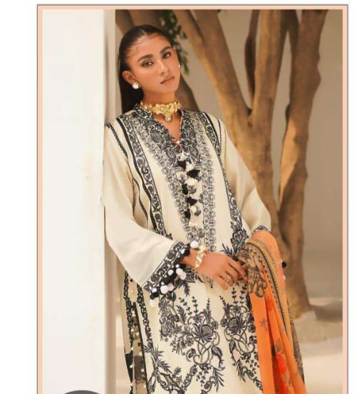 Sana Safinaz White Black  Suit